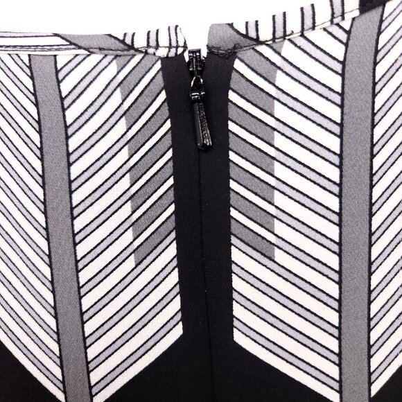 Tory Burch 100% Silk Dress Sleeveless A-Line Ruffle Top Size 2 Chevron Gray - Picture 12 of 13